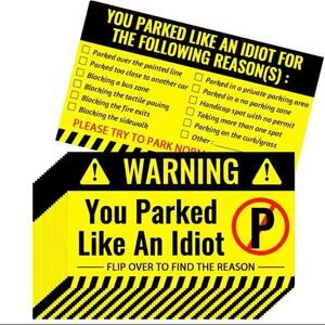 50 ⚠️YOU PARKED LIKE AN IDIOT Bad Cards Fake Ticket Prank Joke Gag Gift
